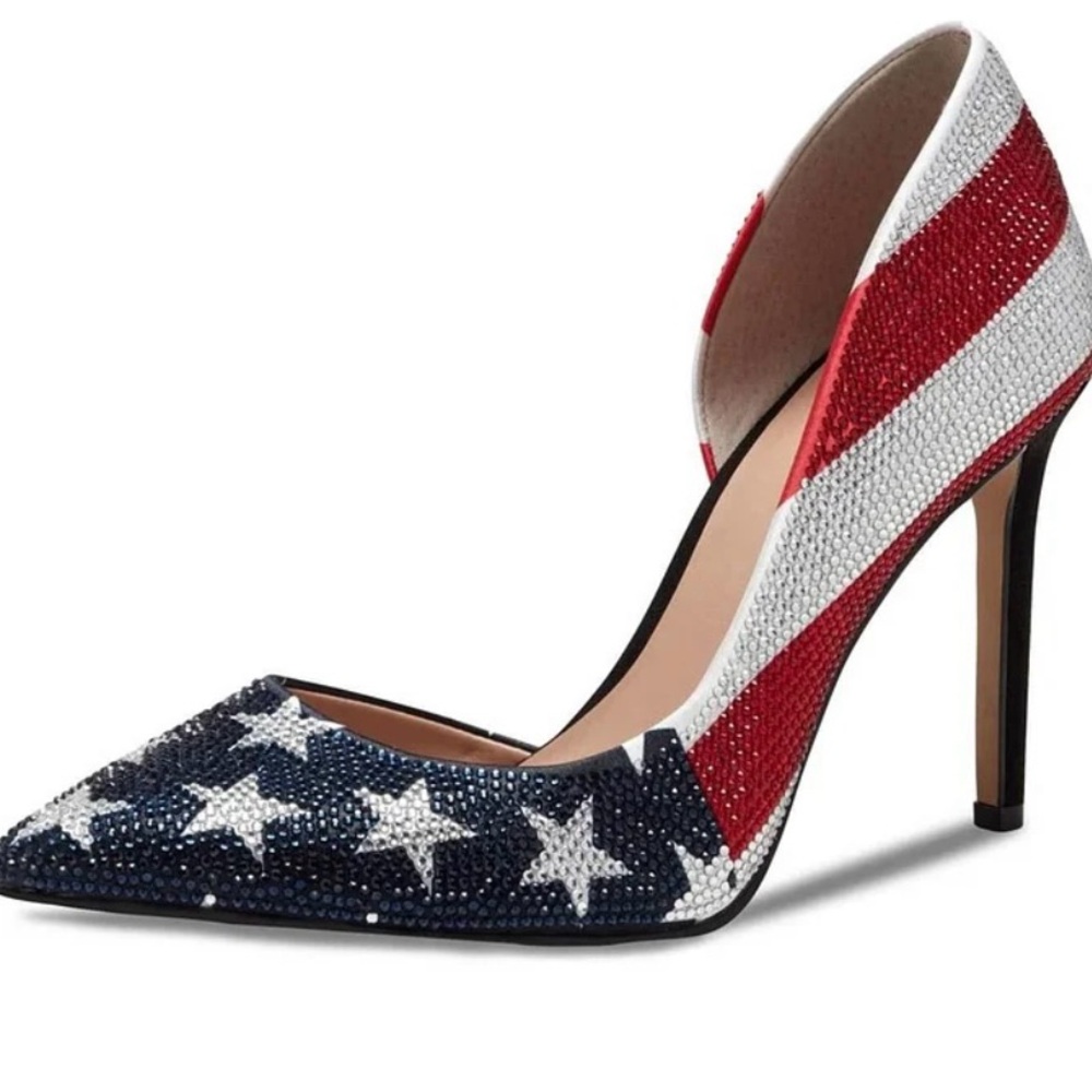 INC International Concepts Patriotic Red, White, and Blue Flag Heels - Picture 6 of 13